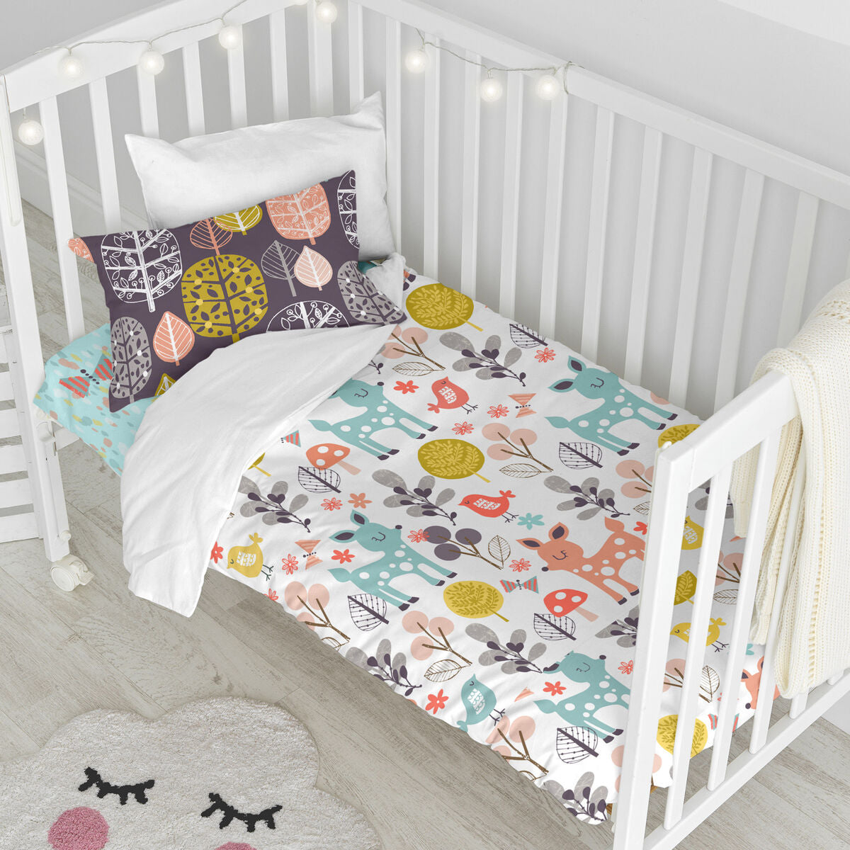 HappyFriday Moshi Moshi Woodland Multicolour Baby Crib Duvet Cover Set 2 Pieces