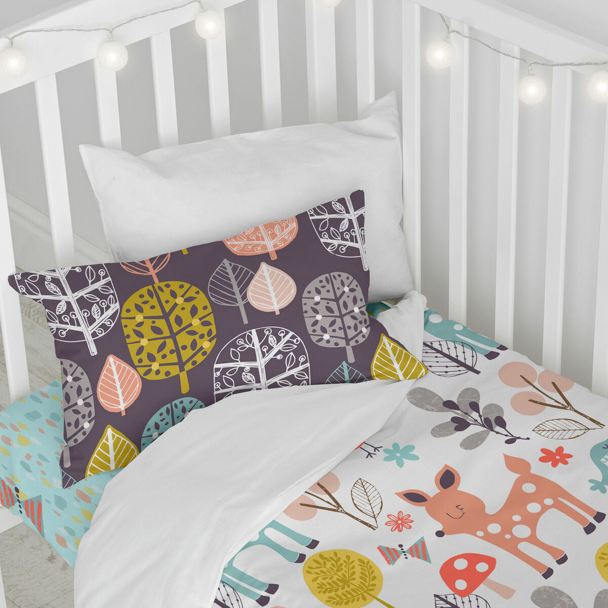 HappyFriday Moshi Moshi Woodland Multicolour Baby Crib Duvet Cover Set 2 Pieces