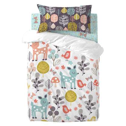 HappyFriday Moshi Moshi Woodland Multicolour Baby Crib Duvet Cover Set 2 Pieces