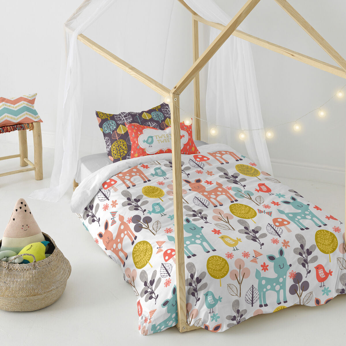 Juego de funda nórdica HappyFriday Moshi Moshi Woodland Multicolor Cama de 80 2 Piezas