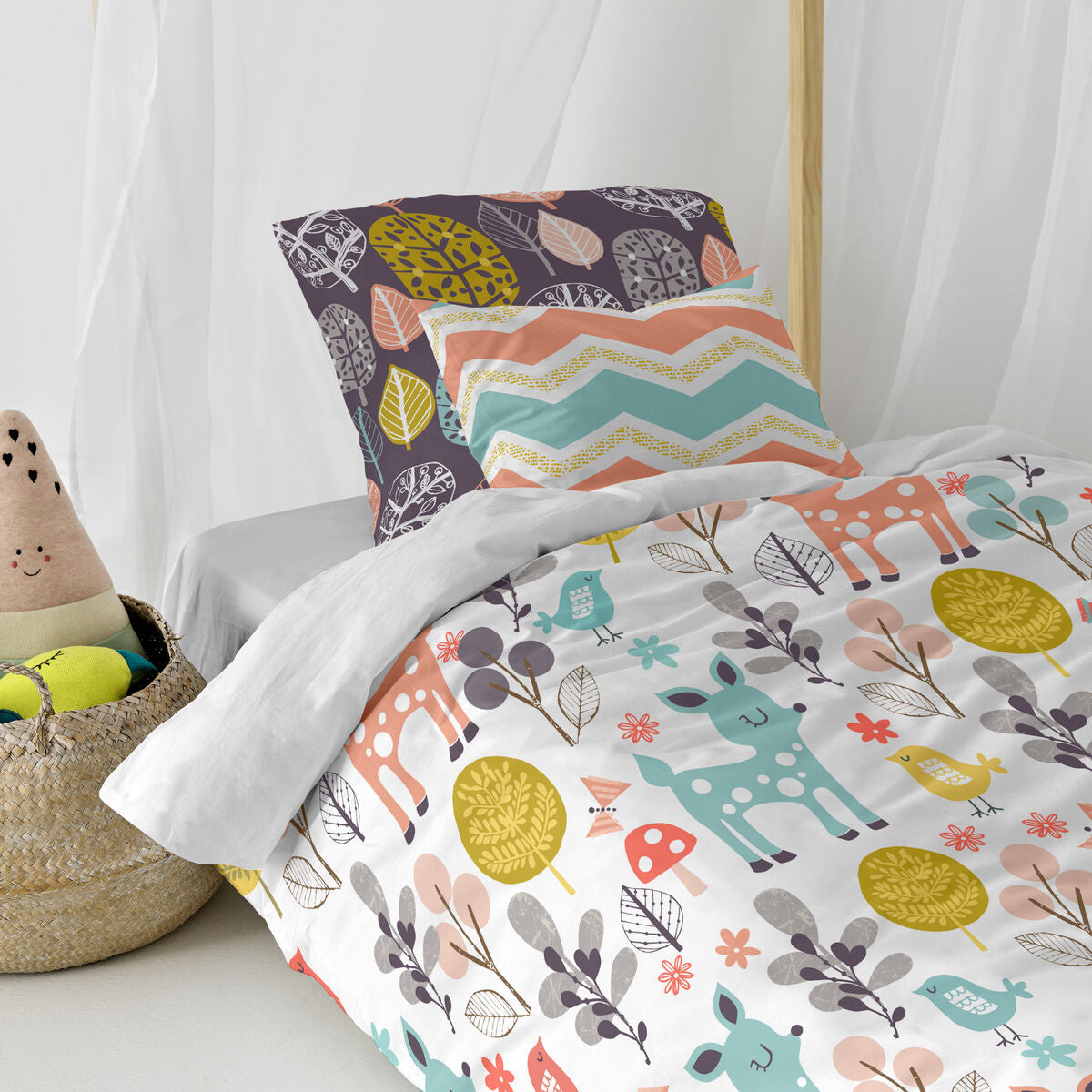 HappyFriday Moshi Moshi Woodland Duvet Cover Set Multicolour Bed 80 2 Pieces