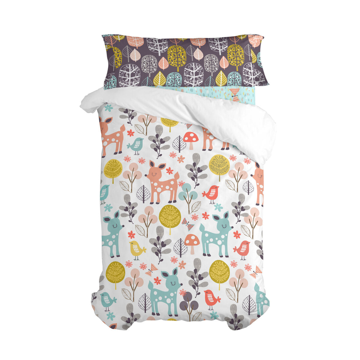 Juego de funda nórdica HappyFriday Moshi Moshi Woodland Multicolor Cama de 80/90 2 Piezas