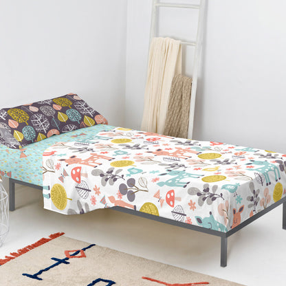 Moshi HappyFriday Sheet Set Moshi Woodland Multicolor Bed 80/90 2 Pieces