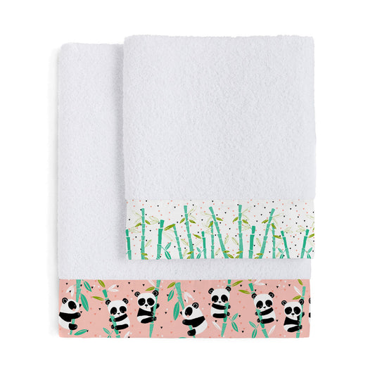 Moshi HappyFriday Towel Set Moshi Panda Garden Pink 2 Pieces