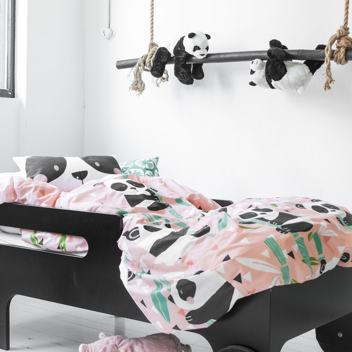 HappyFriday Moshi Moshi Panda Garden Pink Duvet Cover Set 80cm x 200cm Bed