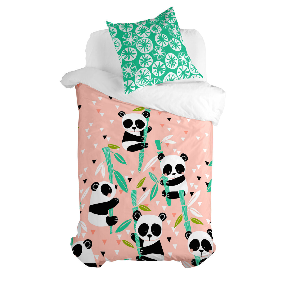 HappyFriday Moshi Moshi Panda Garden Pink Duvet Cover Set 80cm x 200cm Bed