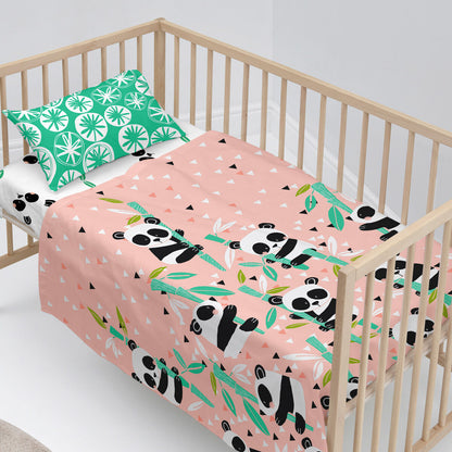 Moshi HappyFriday Moshi Panda garden Pink Baby Crib Sheet Set 2 Pieces