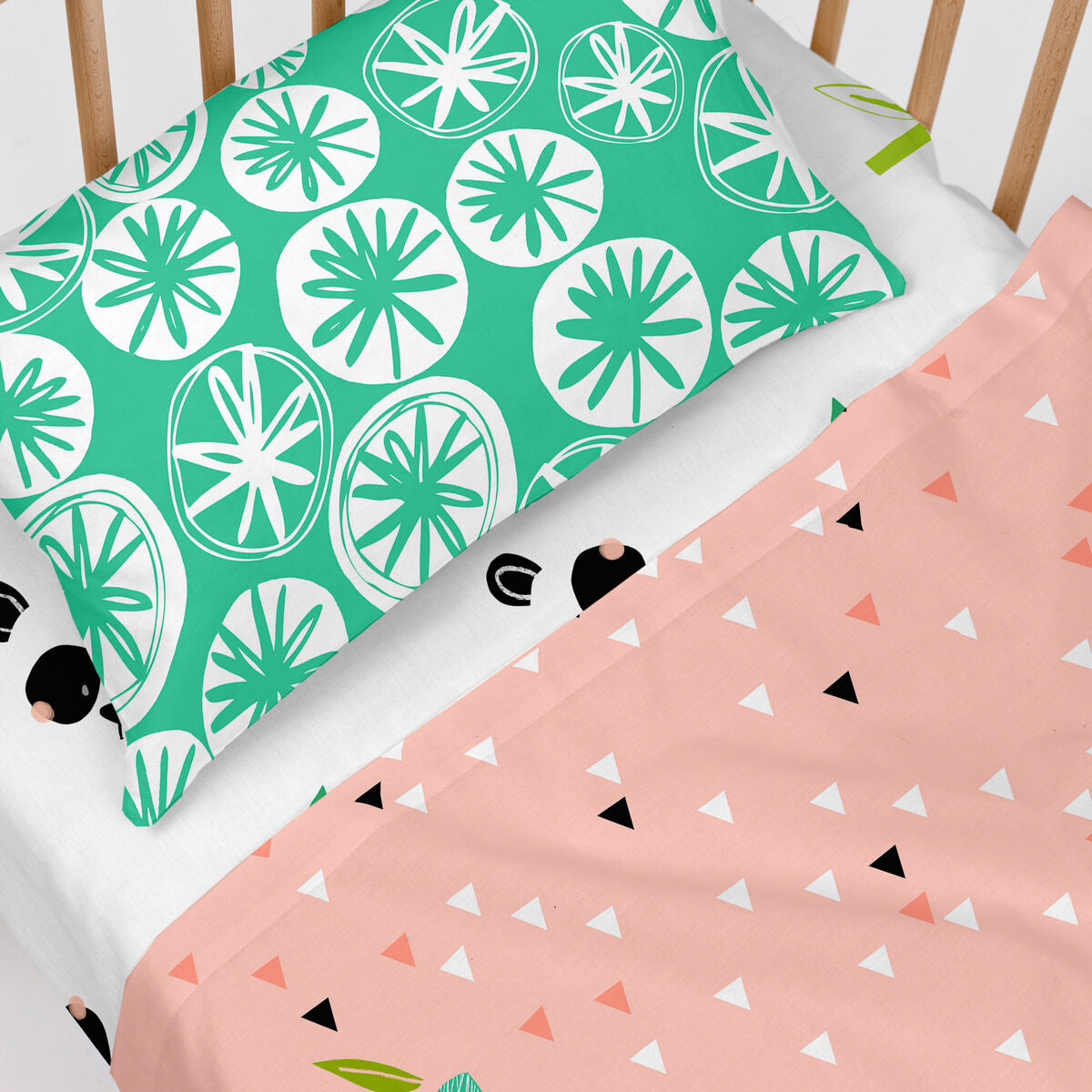 Moshi HappyFriday Moshi Panda garden Pink Baby Crib Sheet Set 2 Pieces