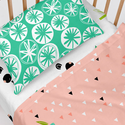 Moshi HappyFriday Moshi Panda garden Pink Baby Crib Sheet Set 2 Pieces