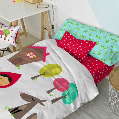 Juego de funda nórdica HappyFriday Mr Fox Grandma  Multicolor Cama de 105 2 Piezas