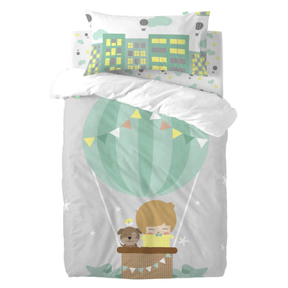 HappyFriday Happynois Air Balloon Multicolor 2 Piece Duvet Cover Set