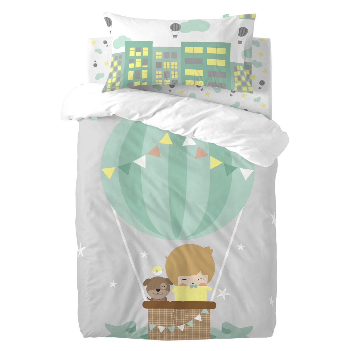 HappyFriday Happynois Air Balloon Multicolor 2 Piece Duvet Cover Set