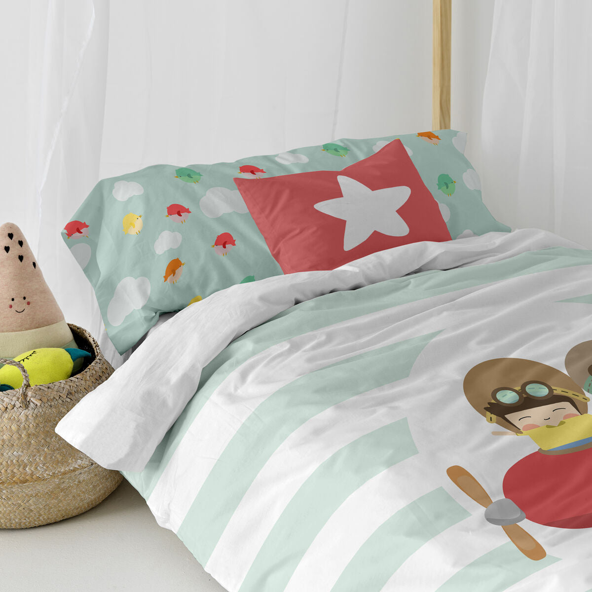 Juego de funda nórdica HappyFriday Happynois Learning To Fly Multicolor Cama de 105 2 Piezas