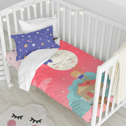 HappyFriday Happynois Moon Dream Multicolor Baby Crib Duvet Cover Set 2 Pieces