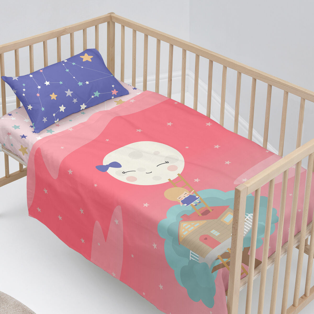 HappyFriday Happynois Moon Dream Multicolor Baby Crib Sheet Set 2 Pieces