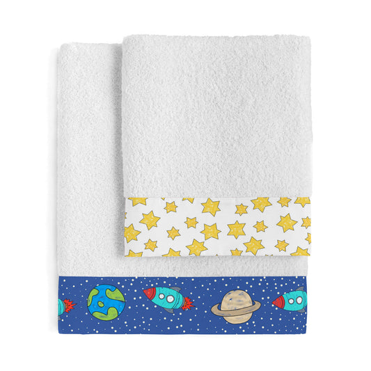 HappyFriday Mr Fox Space Rocket Towel Set Multicolour 2 Pieces