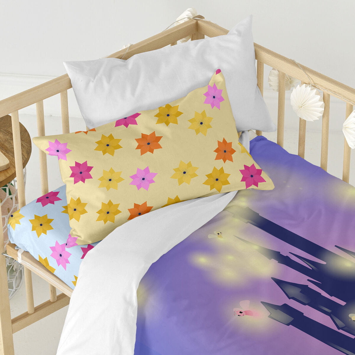 HappyFriday Mr Fox Long braid Multicolor Baby Crib Duvet Cover Set 2 Pieces