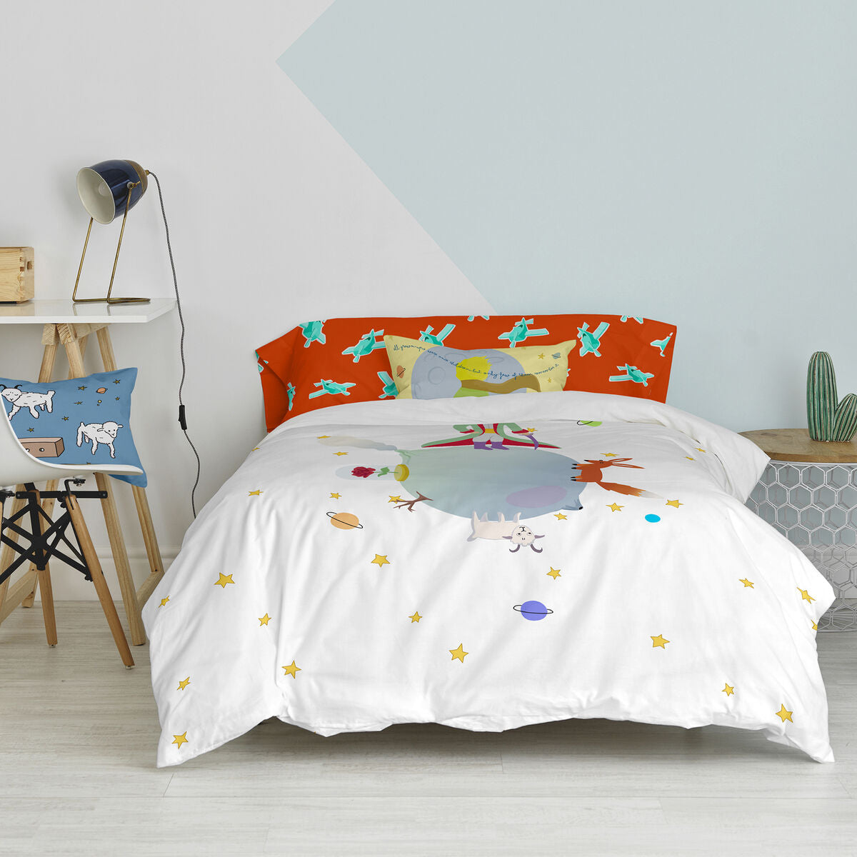 Juego de funda nórdica HappyFriday Le Petit Prince Multicolor Cama de 80/90 2 Piezas