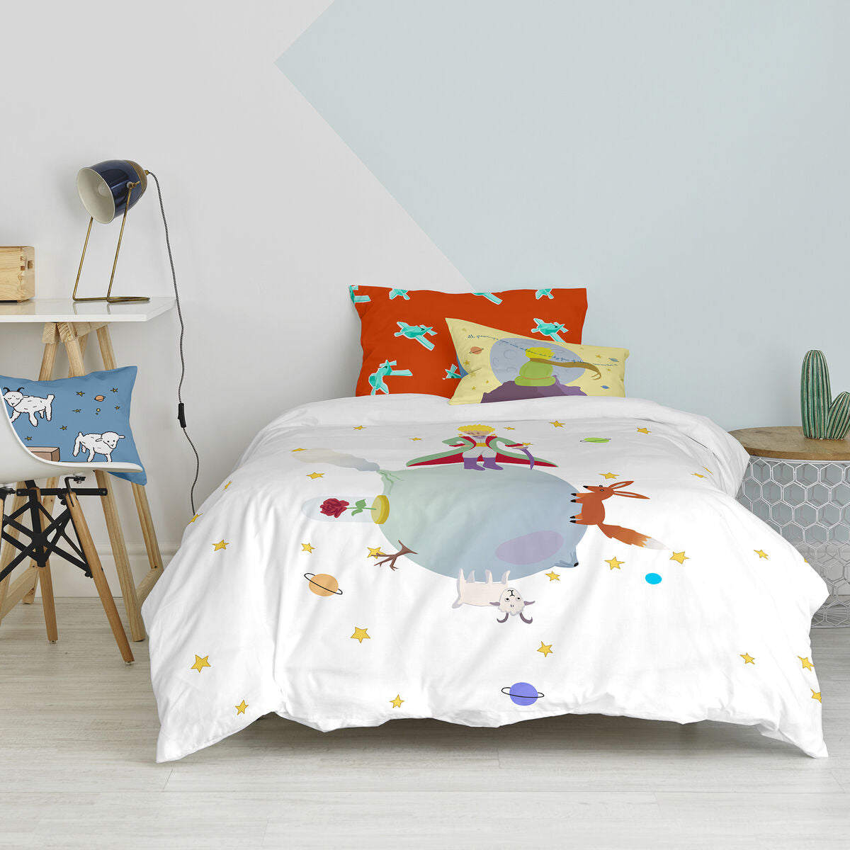 Juego de funda nórdica HappyFriday Le Petit Prince Multicolor Cama de 80 2 Piezas