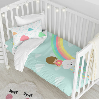 HappyFriday Happynois Rainbow Multicolor Baby Crib Duvet Cover Set 2 Pieces