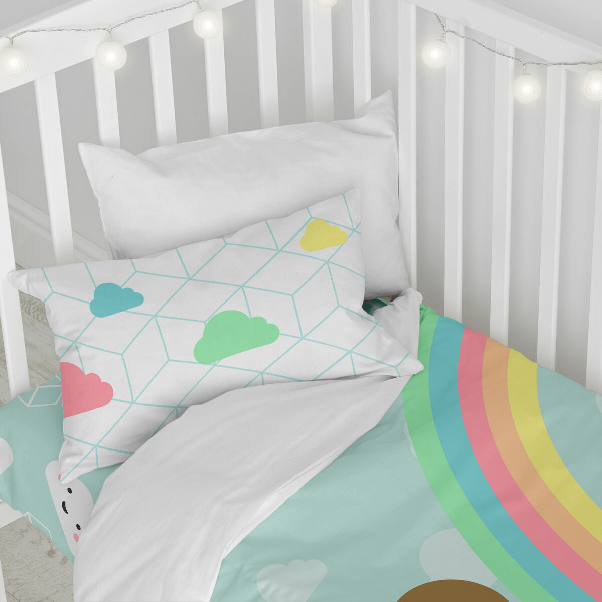 HappyFriday Happynois Rainbow Multicolor Baby Crib Duvet Cover Set 2 Pieces