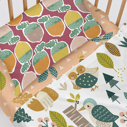 Moshi HappyFriday Moshi Harvestwood Multicolour Baby Crib Sheet Set 2 Pieces