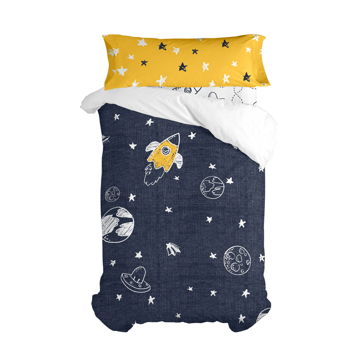 Juego de funda nórdica HappyFriday Mr Fox Starspace  Multicolor Cama de 80/90 2 Piezas