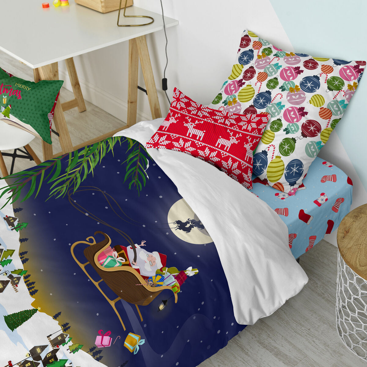 Juego de funda nórdica HappyFriday XMAS Multicolor Cama de 80 2 Piezas