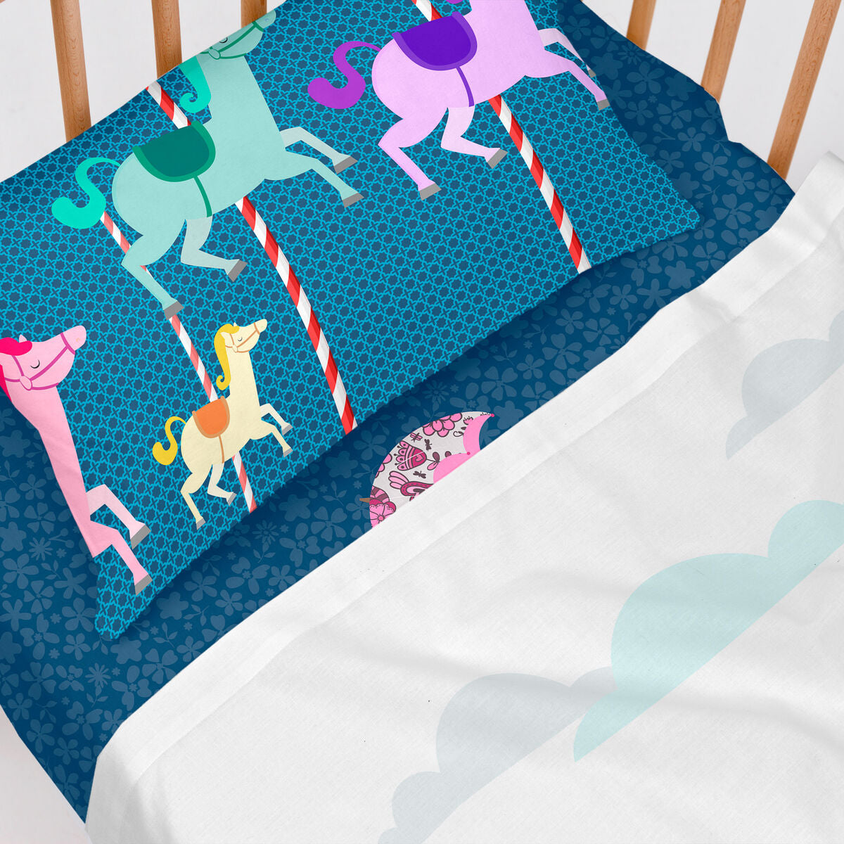 HappyFriday Mr Fox Nanny Multicolor Baby Crib Sheet Set 2 Pieces