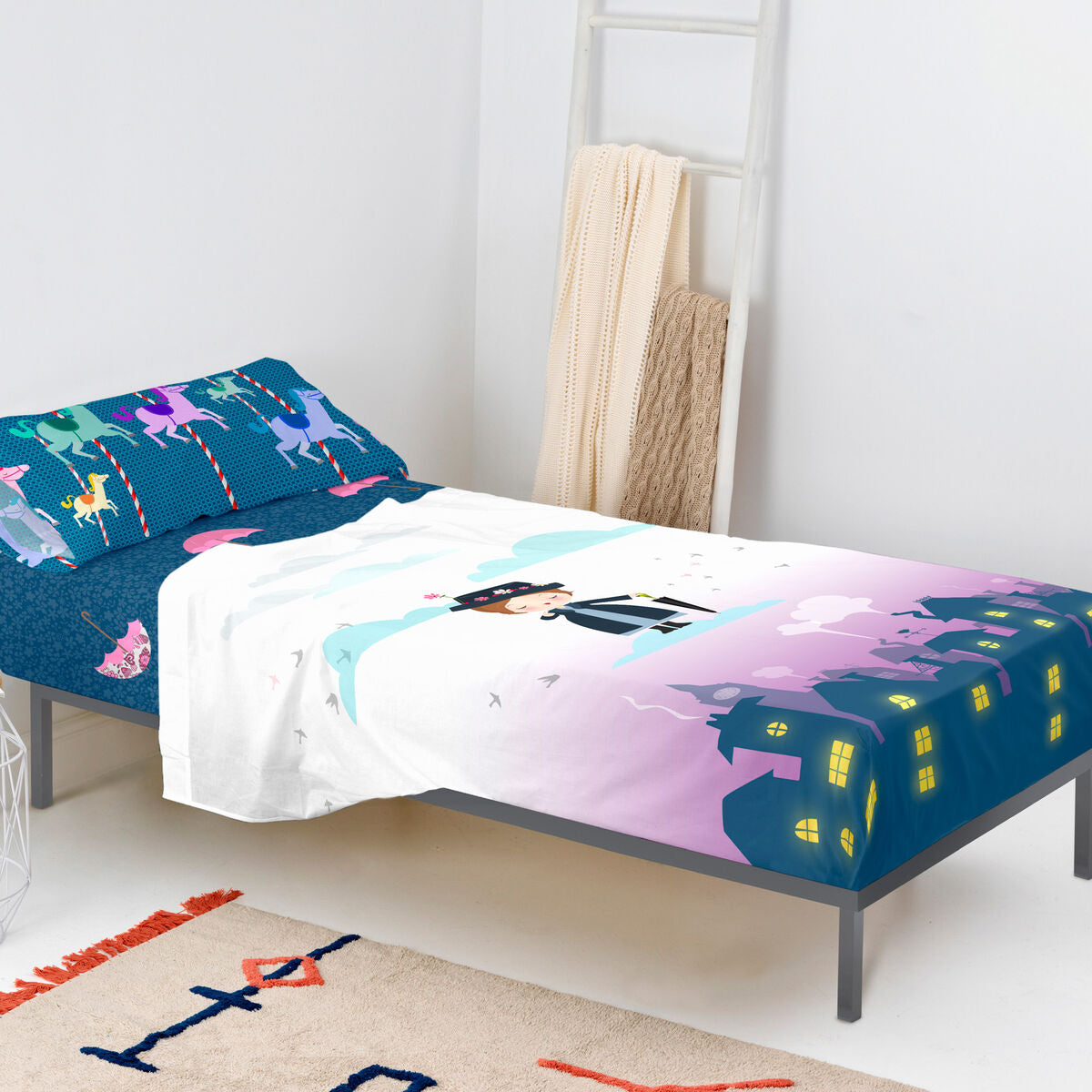 Juego de Sábanas HappyFriday Mr Fox Nanny Multicolor Cama de 105 2 Piezas