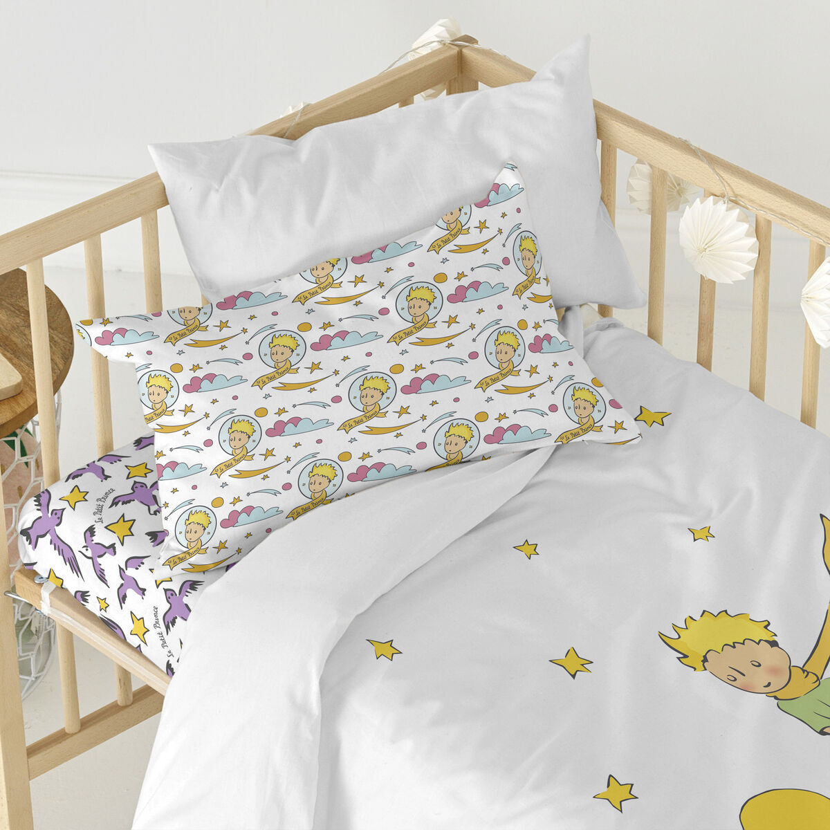 HappyFriday Le Petit Prince Ses Amis Multicolor Baby Crib Duvet Cover Set 2 Pieces