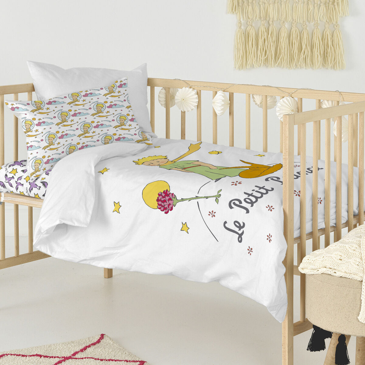 HappyFriday Le Petit Prince Ses Amis Multicolor Baby Crib Duvet Cover Set 2 Pieces