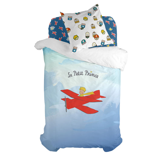 Juego de funda nórdica HappyFriday Le Petit Prince Son Avion Multicolor Cama de 80 2 Piezas