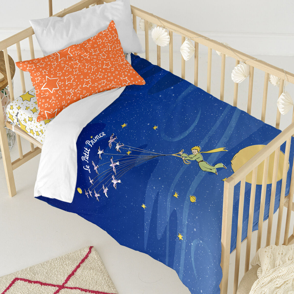 HappyFriday Le Petit Prince Migration Multicolor Baby Crib Duvet Cover Set 2 Pieces