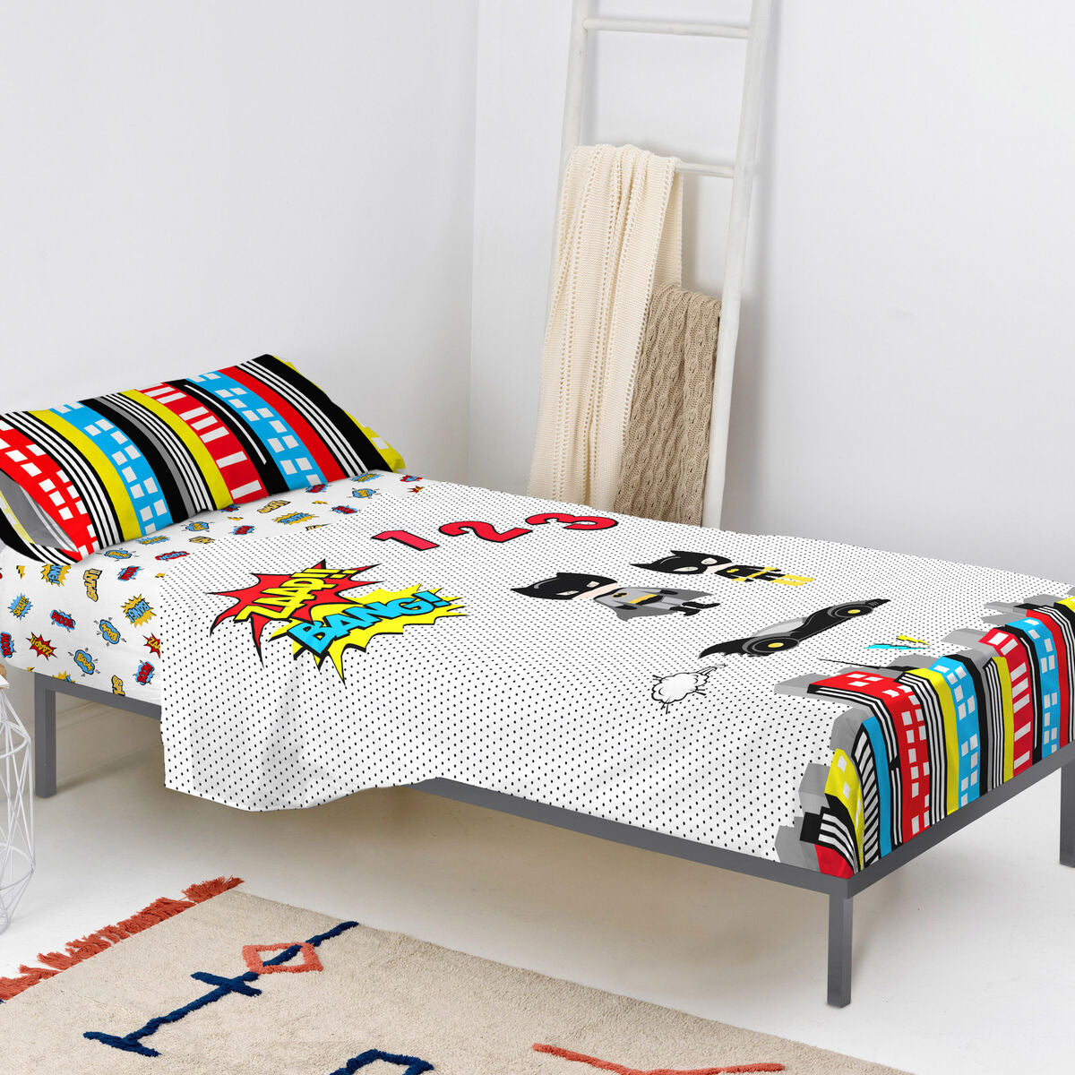 Juego de Sábanas HappyFriday Mr Fox Bat Multicolor Cama de 80/90 2 Piezas