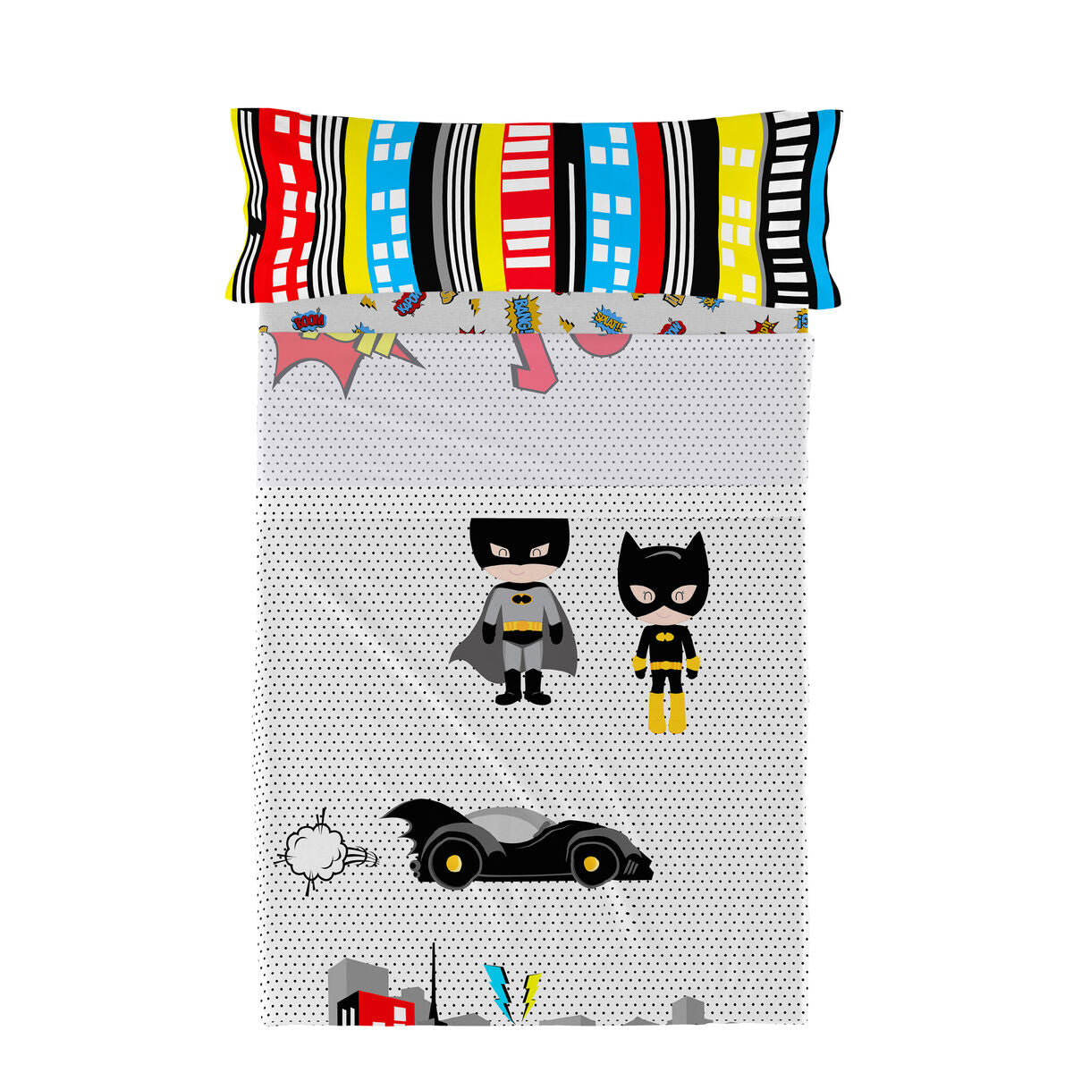 Juego de Sábanas HappyFriday Mr Fox Bat Multicolor Cama de 80/90 2 Piezas