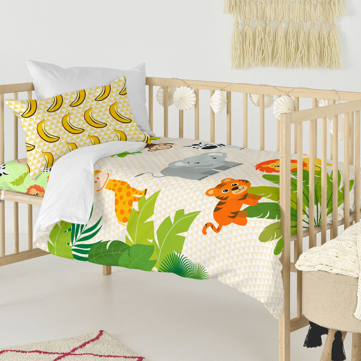 HappyFriday Mr Fox Wild Multicolor Baby Crib Duvet Cover Set 2 Pieces