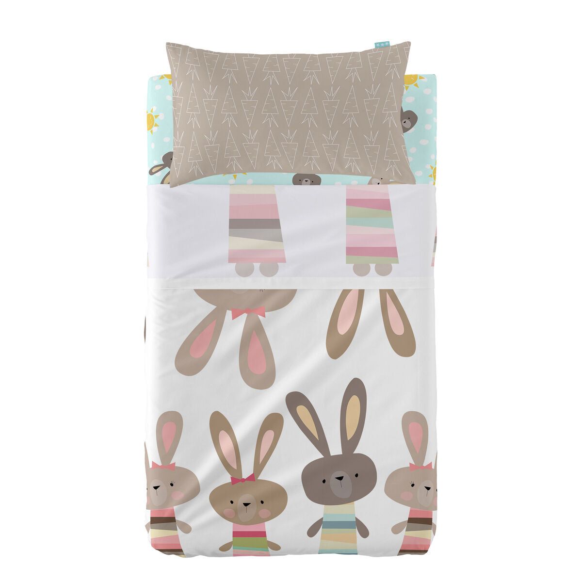 Moshi HappyFriday Moshi Rabbit family Multicolor Baby Crib Sheet Set 2 Pieces