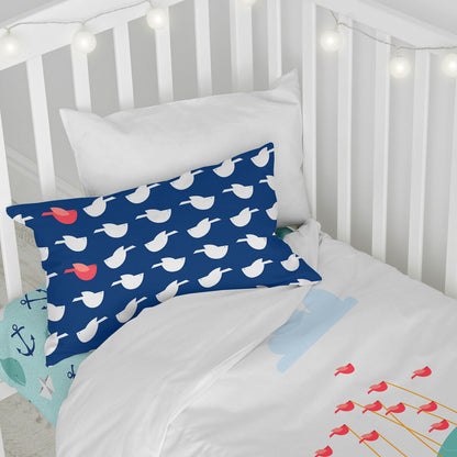 HappyFriday Moshi Moshi Whale Multicolor Baby Crib Duvet Cover Set 2 Pieces