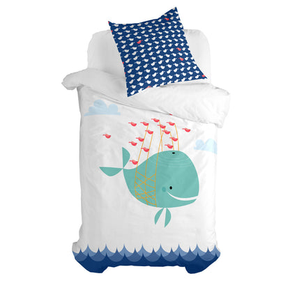 HappyFriday Moshi Moshi Whale Duvet Cover Set Multicolour Bed 80 2 Pieces