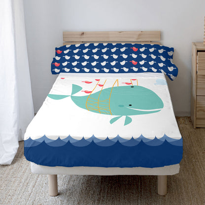 Moshi Moshi Whale HappyFriday Sheet Set Multicolor Bed 80/90 2 Pieces