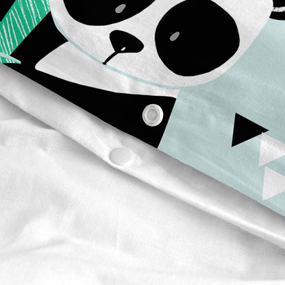 HappyFriday Moshi Moshi Panda Garden Blue Duvet Cover Set 80cm x 200cm Bed