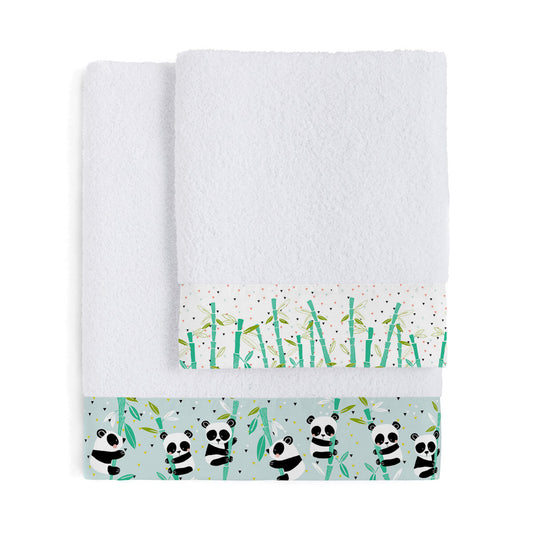 Moshi HappyFriday Towel Set Moshi Panda Garden Blue 2 Pieces