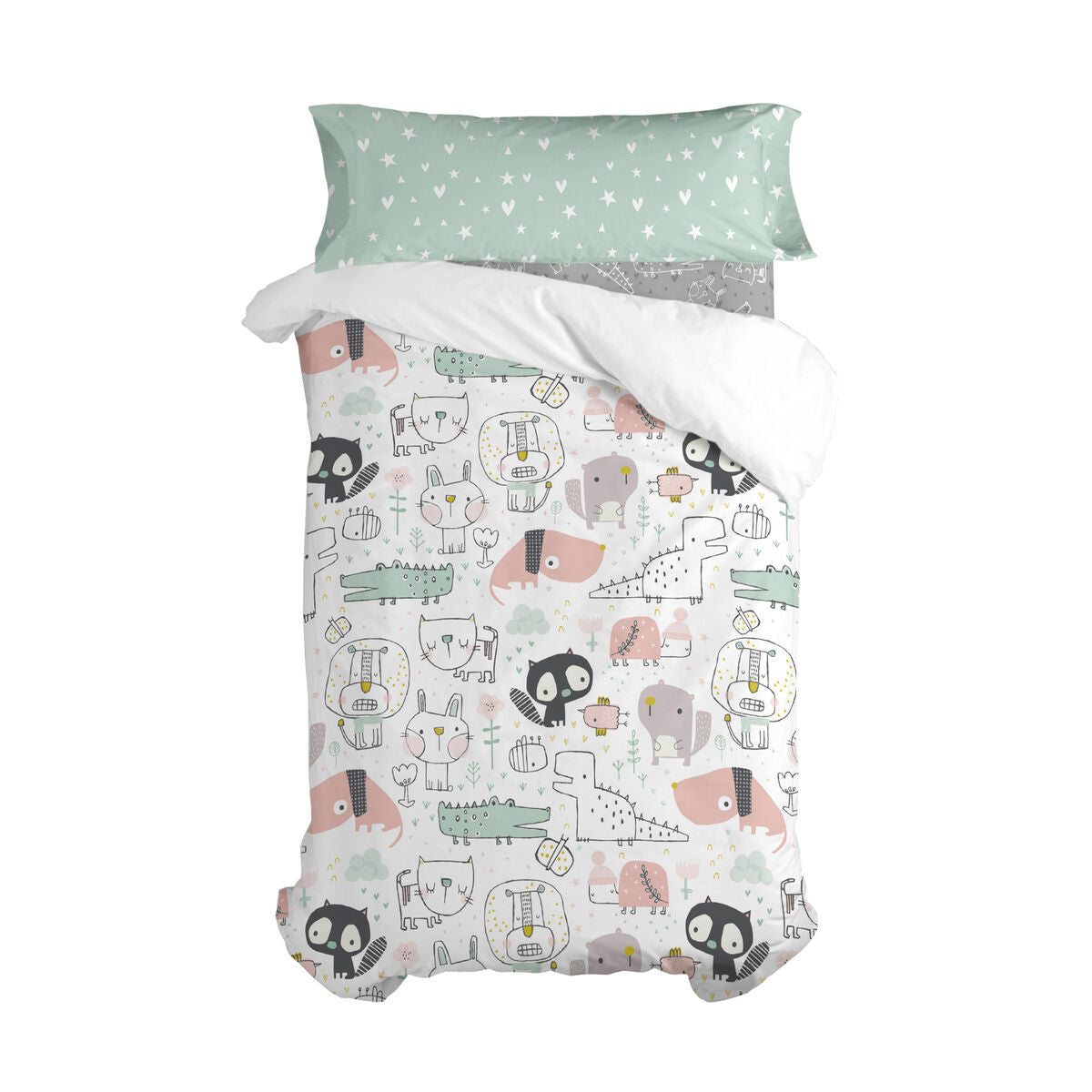 Juego de funda nórdica HappyFriday Moshi Moshi Best Buddies Multicolor Cama de 105 2 Piezas