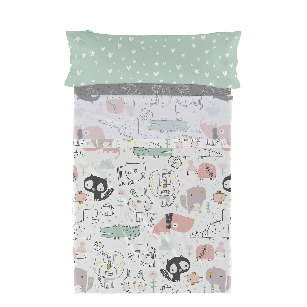 Juego de Sábanas HappyFriday Moshi Moshi Best buddies  Multicolor Cama de 105 2 Piezas