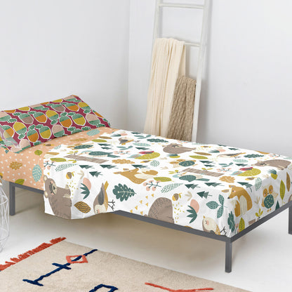 Juego de Sábanas HappyFriday Moshi Moshi Harvestwood Multicolor Cama de 105 2 Piezas