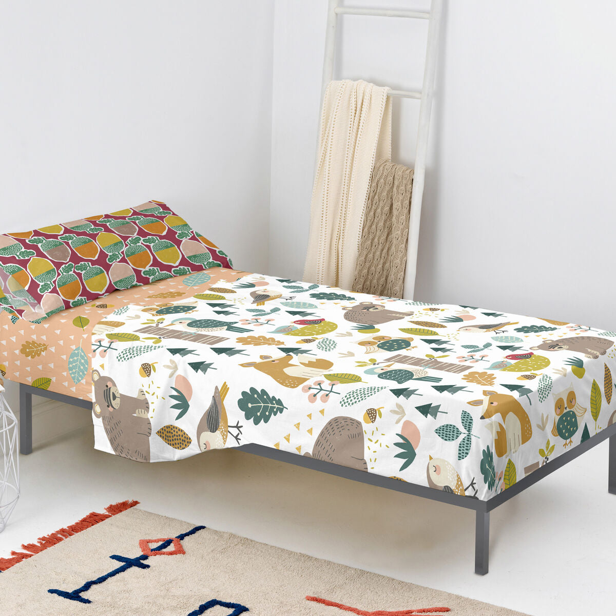 Juego de Sábanas HappyFriday Moshi Moshi Harvestwood Multicolor Cama de 105 2 Piezas