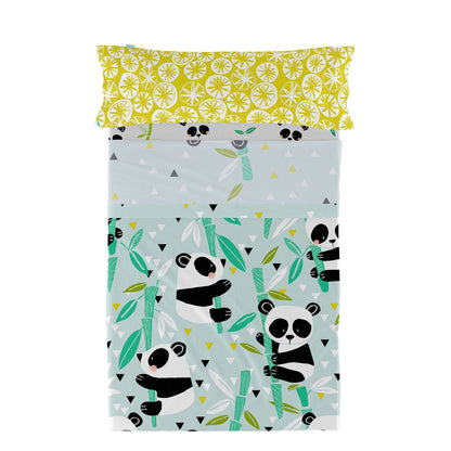 Moshi HappyFriday Sheet Set Moshi Panda garden blue Blue Bed 105 2 Pieces