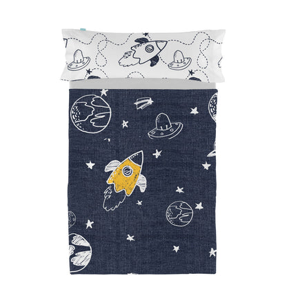 Juego de Sábanas HappyFriday Mr Fox Starspace Multicolor Cama de 105 2 Piezas