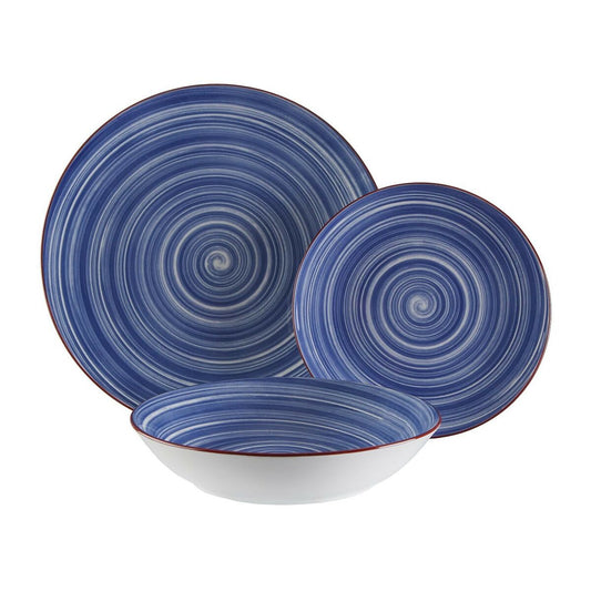 Versa Artesia 18-Piece Blue Porcelain Dinnerware Set